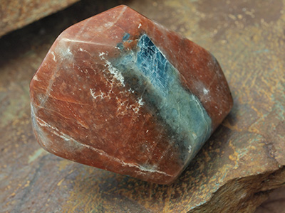 Blue Apatite & Orange Calcite Specimen